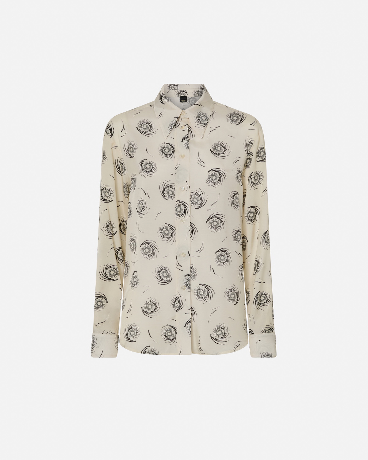 Pinko Swirl Print Twill Shirt Cream/Black