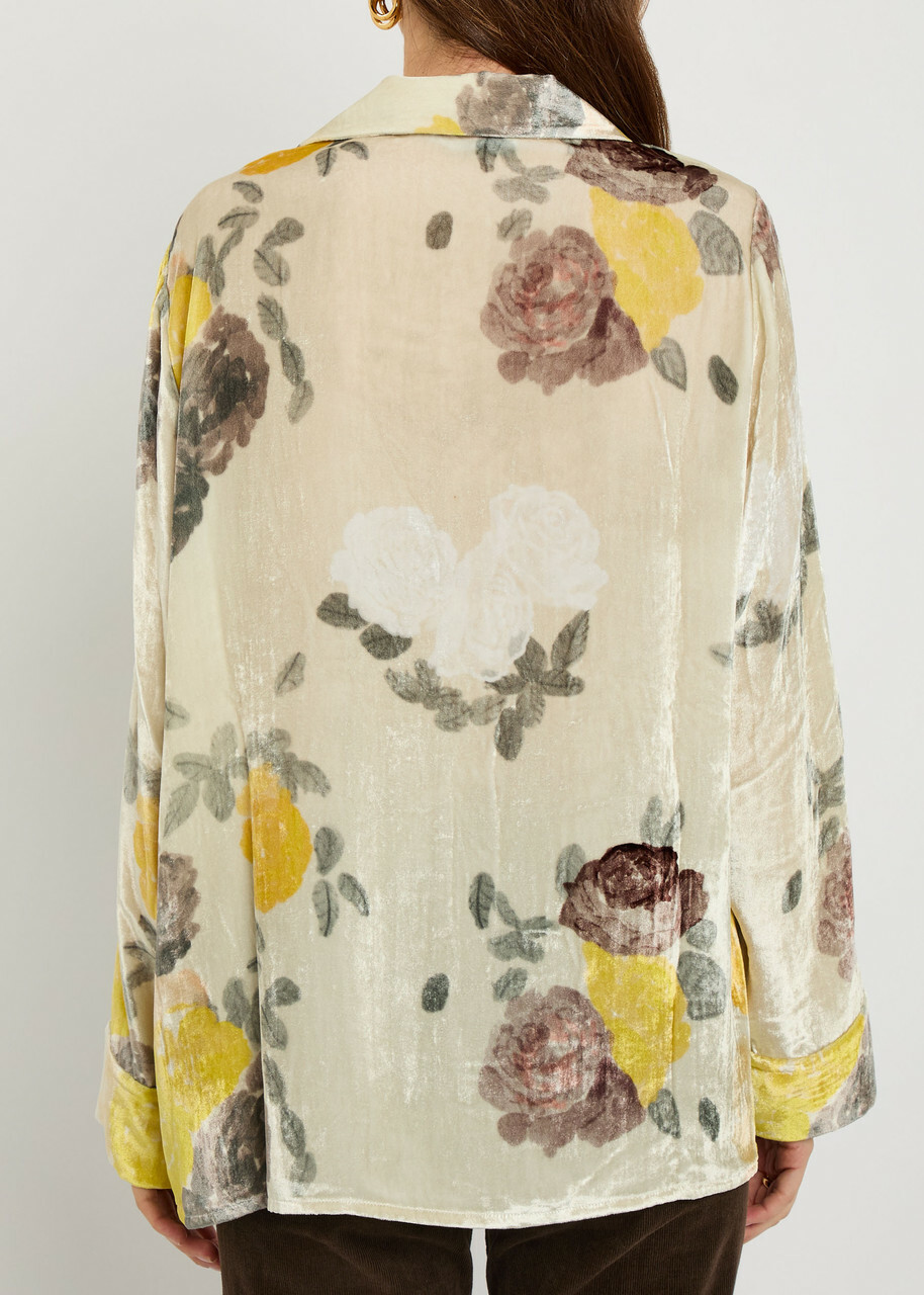 Bernadette Louis Floral-print Velour Blouse Multicoloured 1