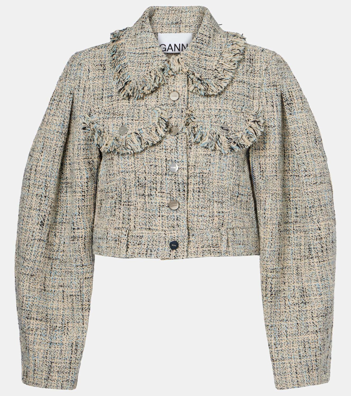 【Ganni】 Cropped cotton tweed jacket Ganni Cropped cotton tweed jacket GANNI