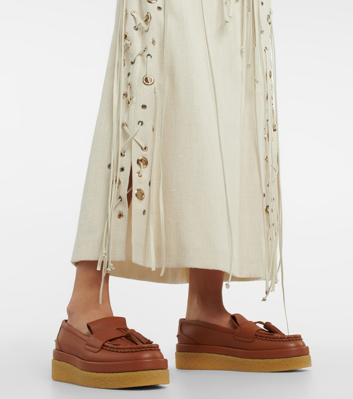 【CHLOE】jamie tasseled レザー platform loafers CHLOE Jamie Loafers MOCCASIN Tassel WOMEN'S SIZE 7 Slip On
