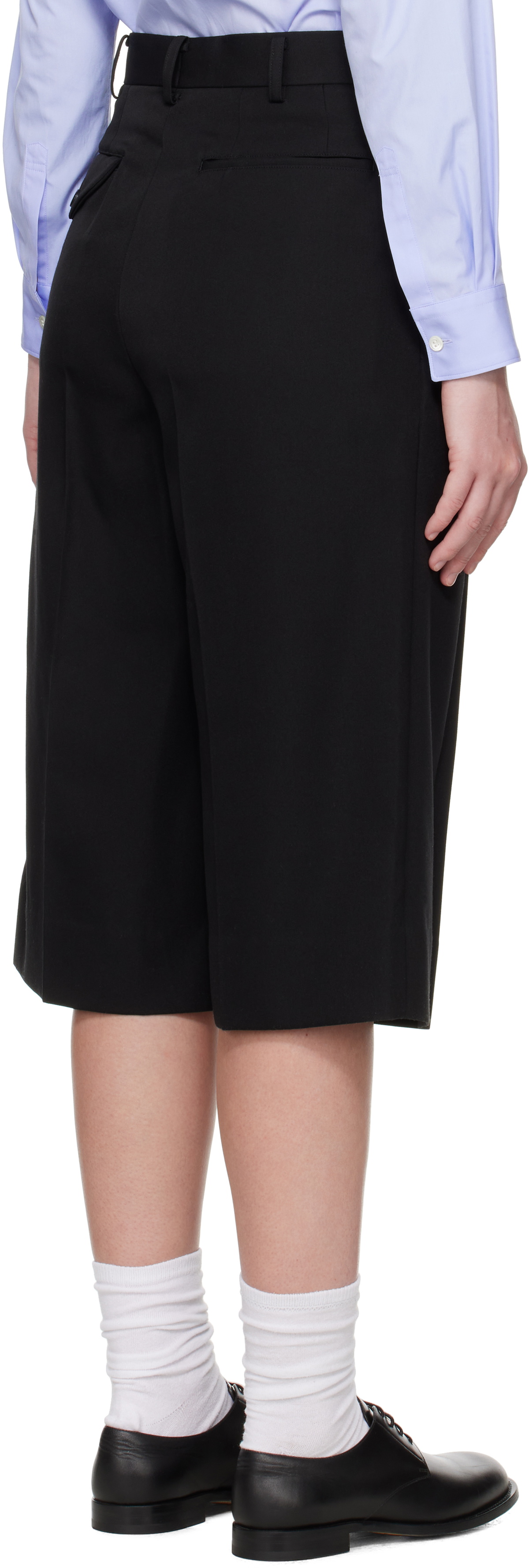 Comme des Garçons Girl Black Wool Gabardine Pleated Wide Trousers