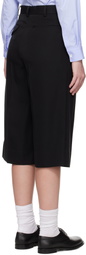 Comme des Garçons Girl Black Wool Gabardine Pleated Wide Trousers