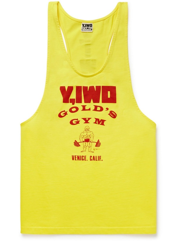 Photo: Y,IWO - Gold's Gym Logo-Print Cotton-Jersey Stringer Tank Top - Yellow