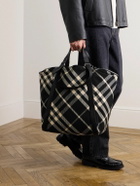 Burberry - Large Leather-Trimmed Checked Jacquard Tote Bag