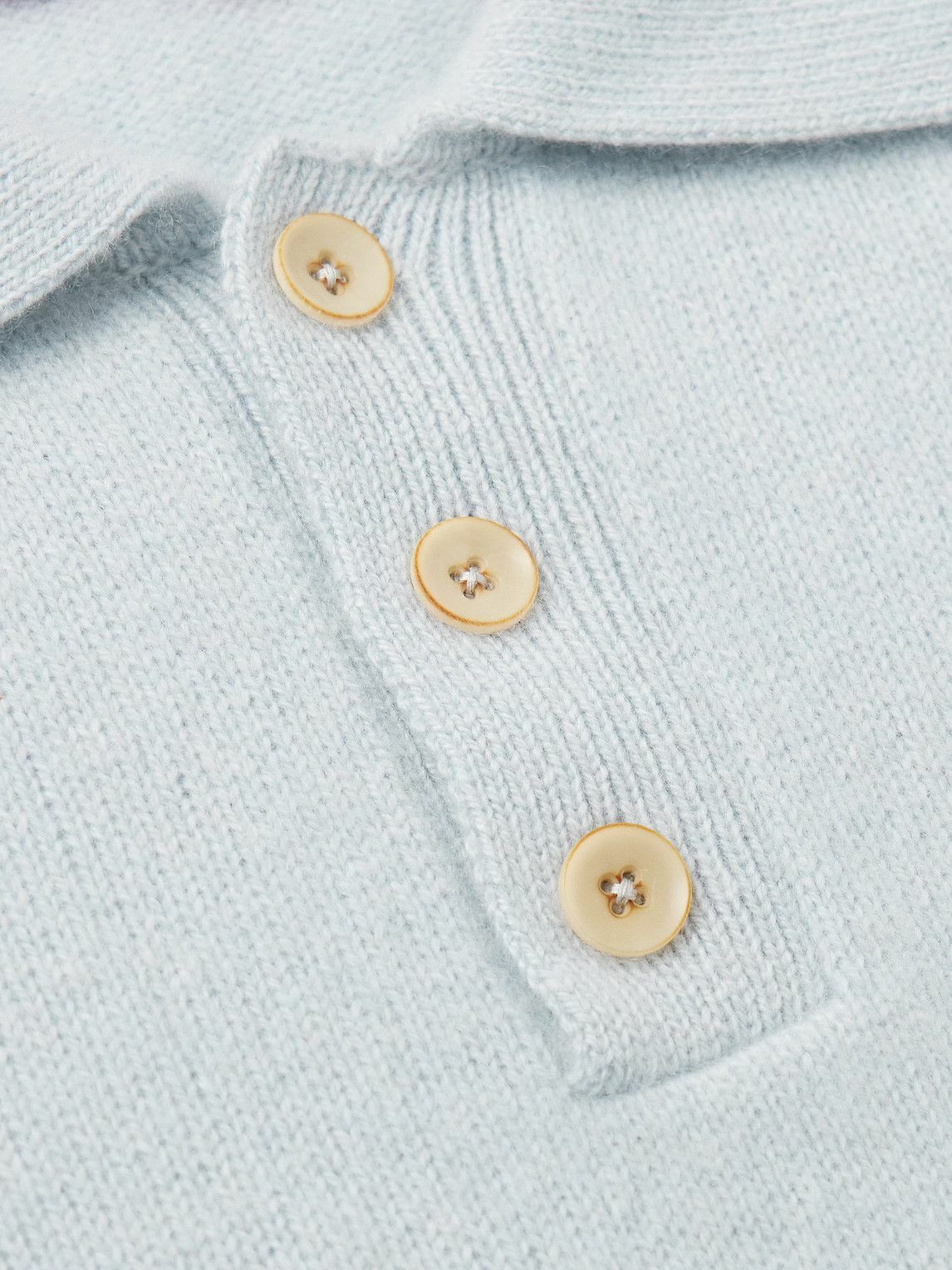 The Elder Statesman - Brushed-Cashmere Polo Shirt - Blue