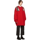 Raf Simons Red Oversized Patches Sweater