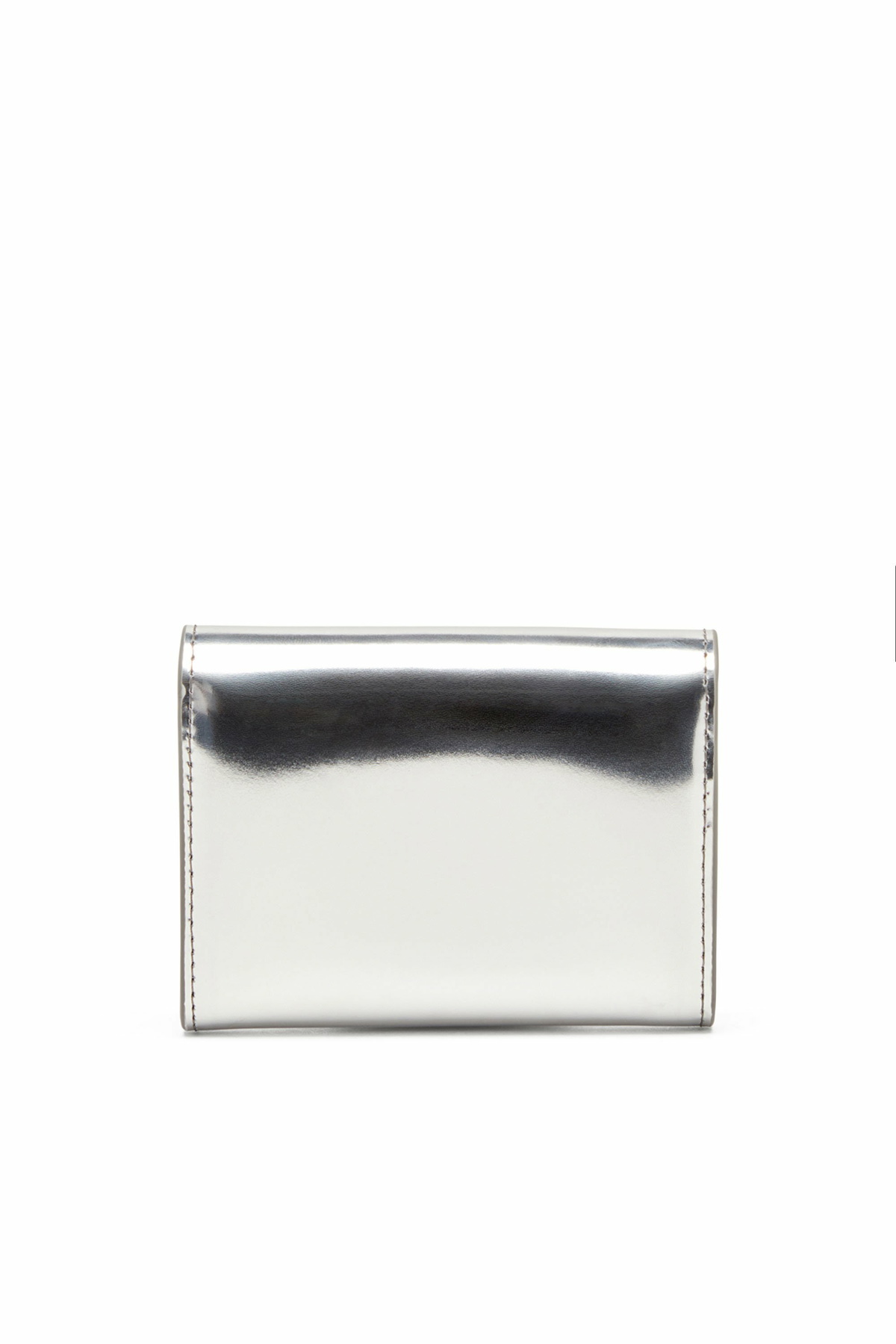 Diesel Bi-fold card holder in mirrored leather - Small Wallets Womens in Silver