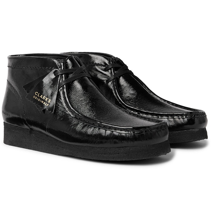 Photo: Clarks Originals - Wallabee Patent-Leather Desert Boots - Black
