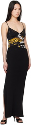 Versace Jeans Couture Black & Yellow Outline Barocco Mesh Tank Top