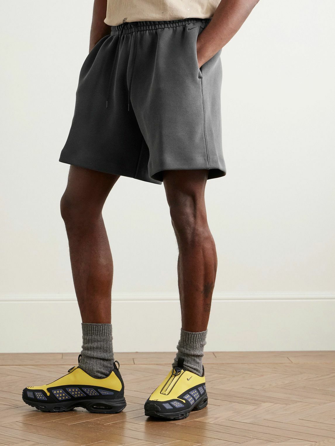 Nike - Wide-Leg Garment-Dyed Tech-Fleece Drawstring Shorts