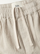 Folk - Tapered Crinkled Linen and Cotton-Blend Trousers - Neutrals