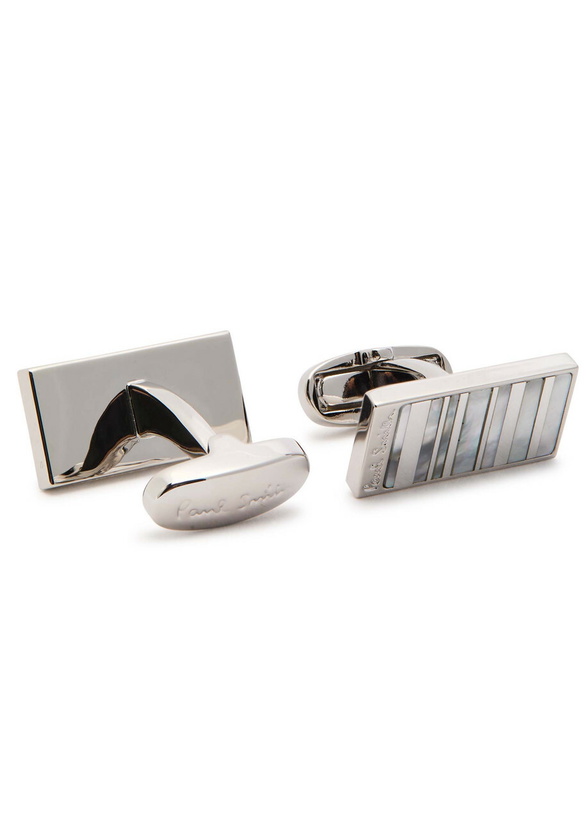 Photo: Paul Smith Signature Stripe Mother of Pearl Cufflinks - Silver - One Size
