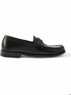 Rhude - Croc-Effect Leather Penny Loafers - Black