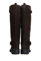 Via Roma 15 Low Heels Boots In Dark Brown Suede