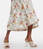 Zimmermann - Belted floral linen midi skirt
