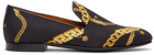 Versace Black 'La Greca' Chain Slippers