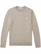 Maison Kitsuné - Logo-Appliquéd Wool Sweater - Neutrals
