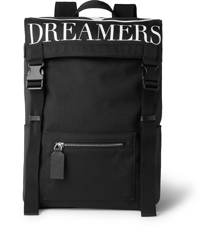 Photo: Valentino - Valentino Garavani Dreamers Logo-Print Leather-Trimmed Canvas Backpack - Black