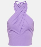 Staud - Kai cropped halter-neck cotton top