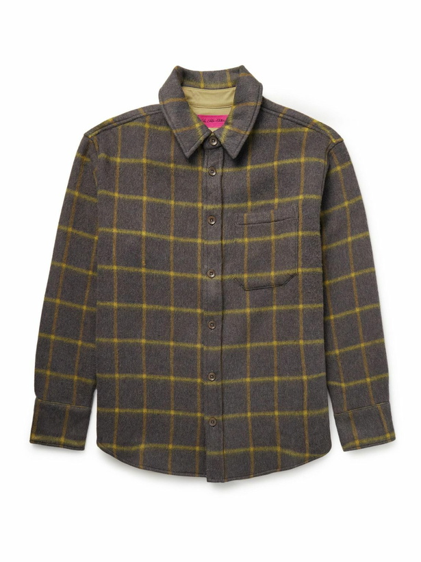 Photo: The Elder Statesman - Checked Brushed Wool-Blend Overshirt - Brown