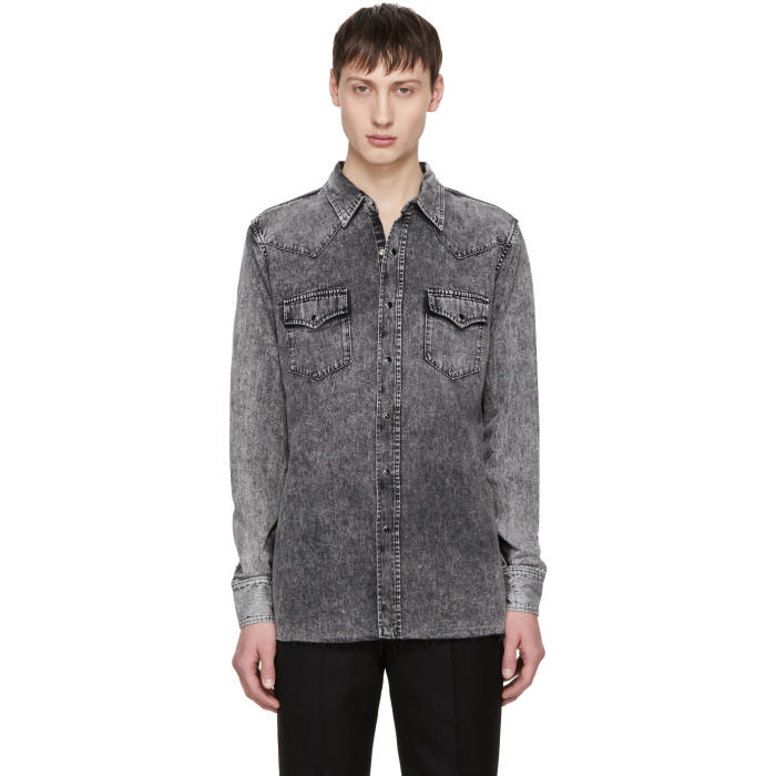 Photo: Saint Laurent Grey Denim Western Shirt