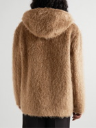 Piacenza Cashmere - Faux Fur Hooded Jacket - Brown