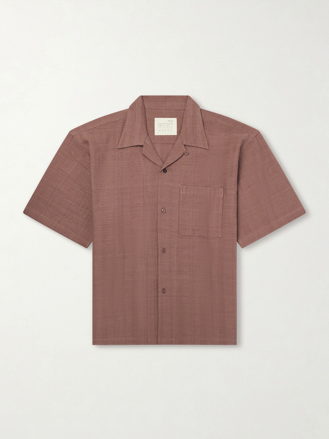 Kardo - Rohit Convertible-Collar Cotton-Jacquard Shirt - Brown