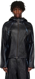 ADER error Black Painted Leather Jacket
