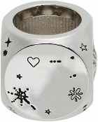 We11done Silver Logo & Graphic Dice Ring