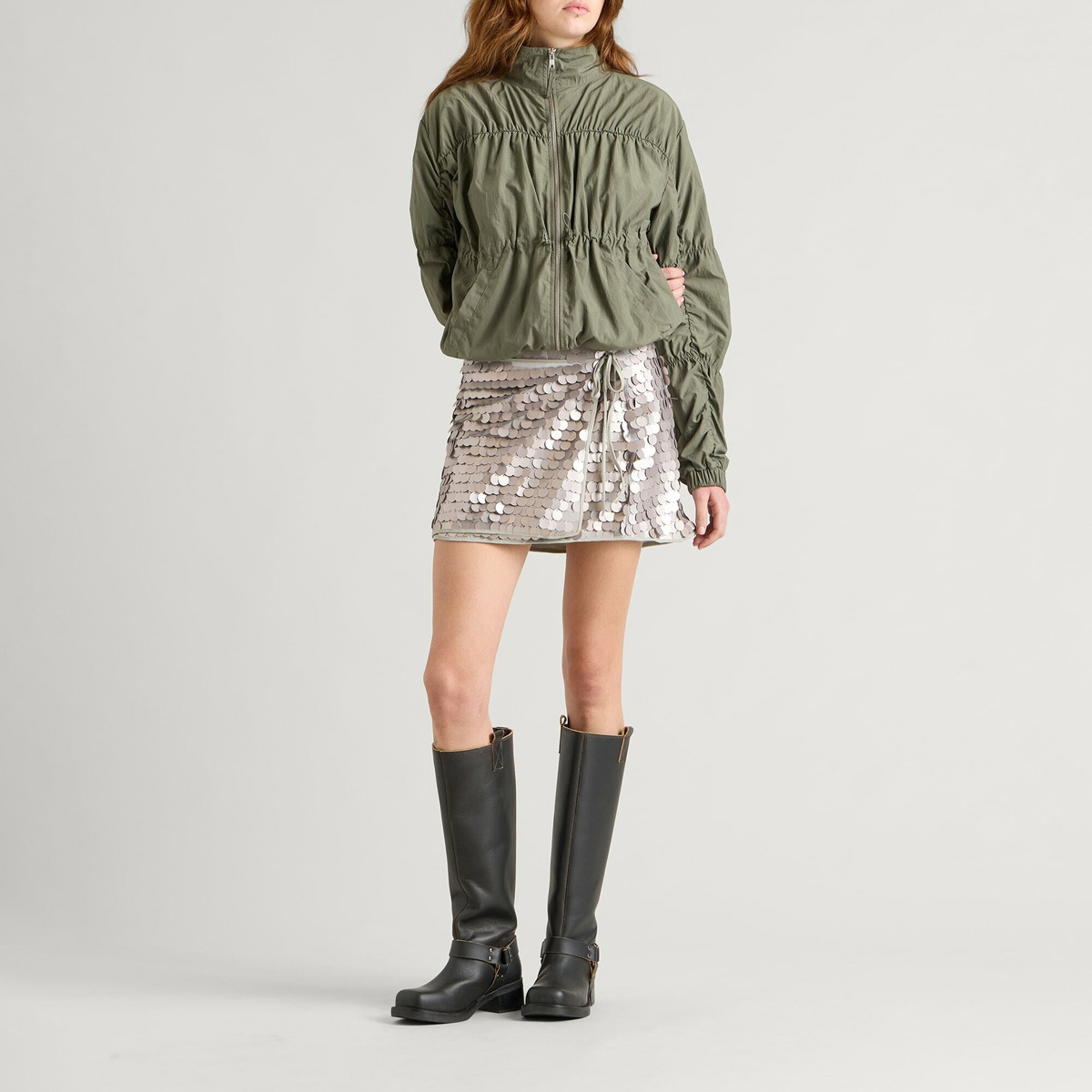 Hosbjerg Women's Delilah Sequin Mini Skirt in Light Grey