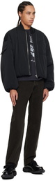 GANNI Black Twill Oversized Short Bomber Jacket