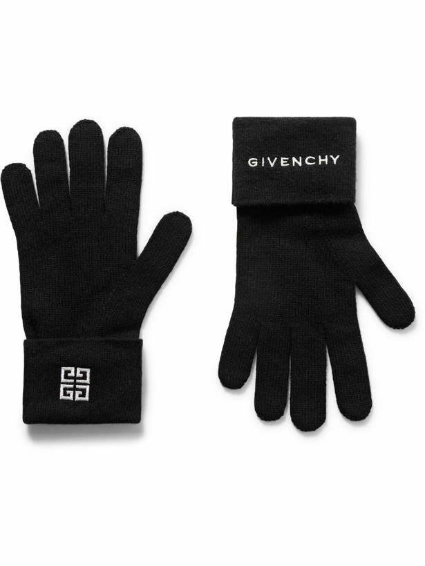 Photo: Givenchy - 4G Logo-Embroidered Wool and Cashmere-Blend Gloves