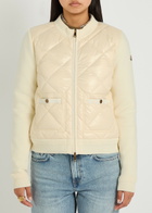 Moncler Quilted Cotton and Nylon Cardigan Ivory