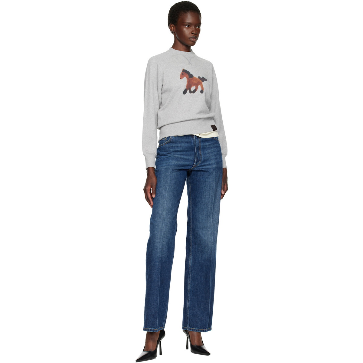 Stella McCartney Gray Watercolour Horse Sweatshirt