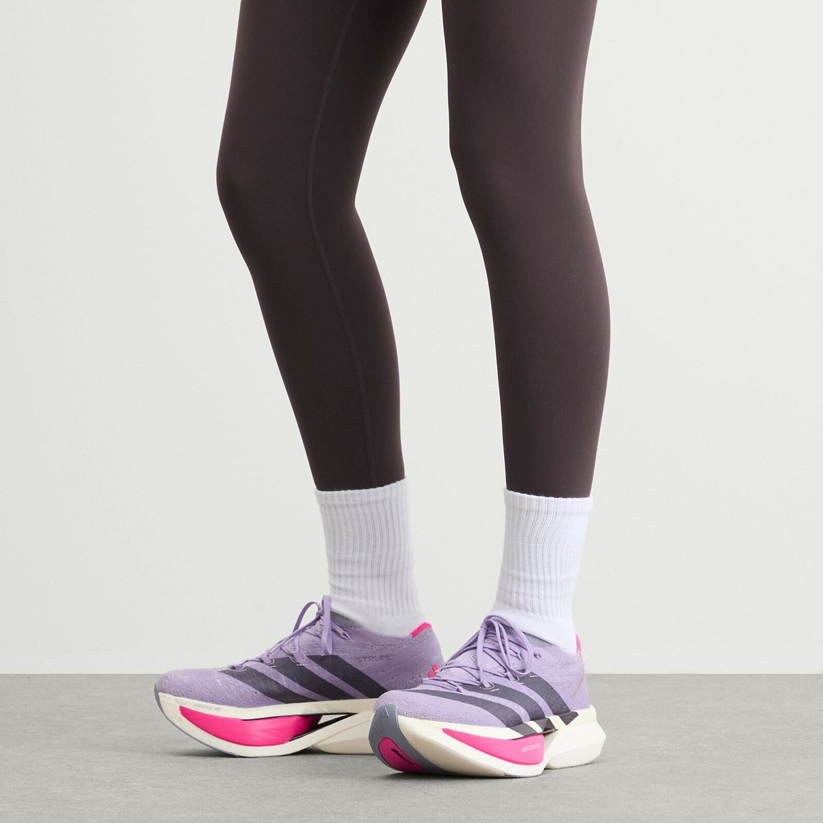 Adidas Running adidas Adizero Prime X3 Strung Sneaker in Powder Plum/Aurora Black/Shock Pink