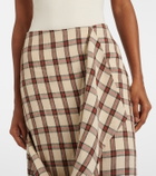 Róhe Checked linen midi skirt