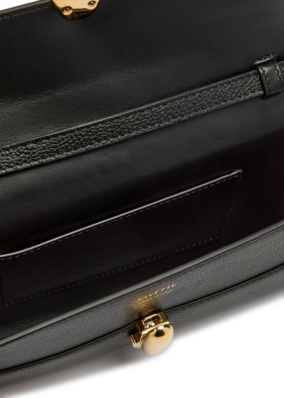 Savette Symmetry Mini Grained Leather Clutch - Black - One Size
