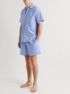 TEKLA - Striped Organic Cotton-Poplin Pyjama Shorts - Blue