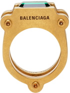Balenciaga Gold & Green Gear Ring