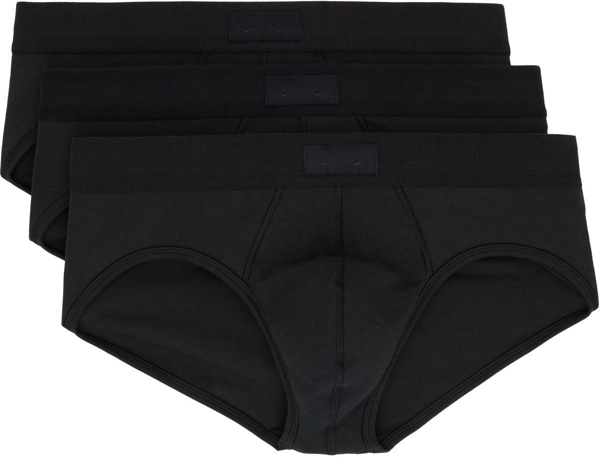SKIMS Three-Pack Black SKIMS Cotton Briefs