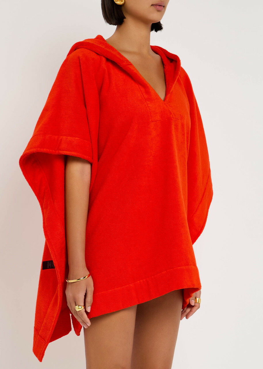 Lisa Marie Fernandez Hooded Terry Beach Poncho Red