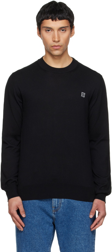 Photo: Balmain Black Fine Silk & Cotton Sweater
