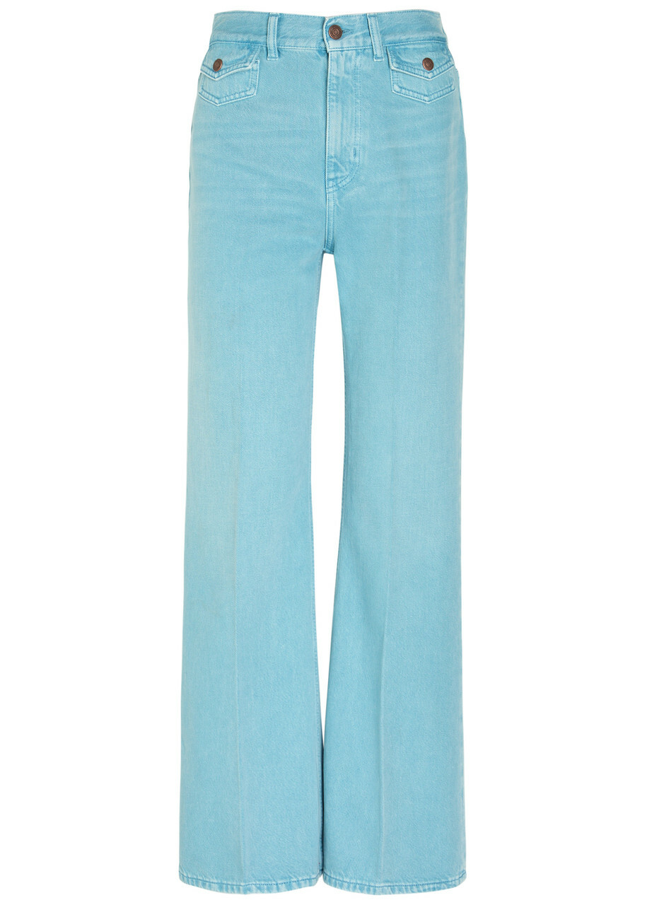 Chloe Embroidered Straight-leg Jeans Light Blue