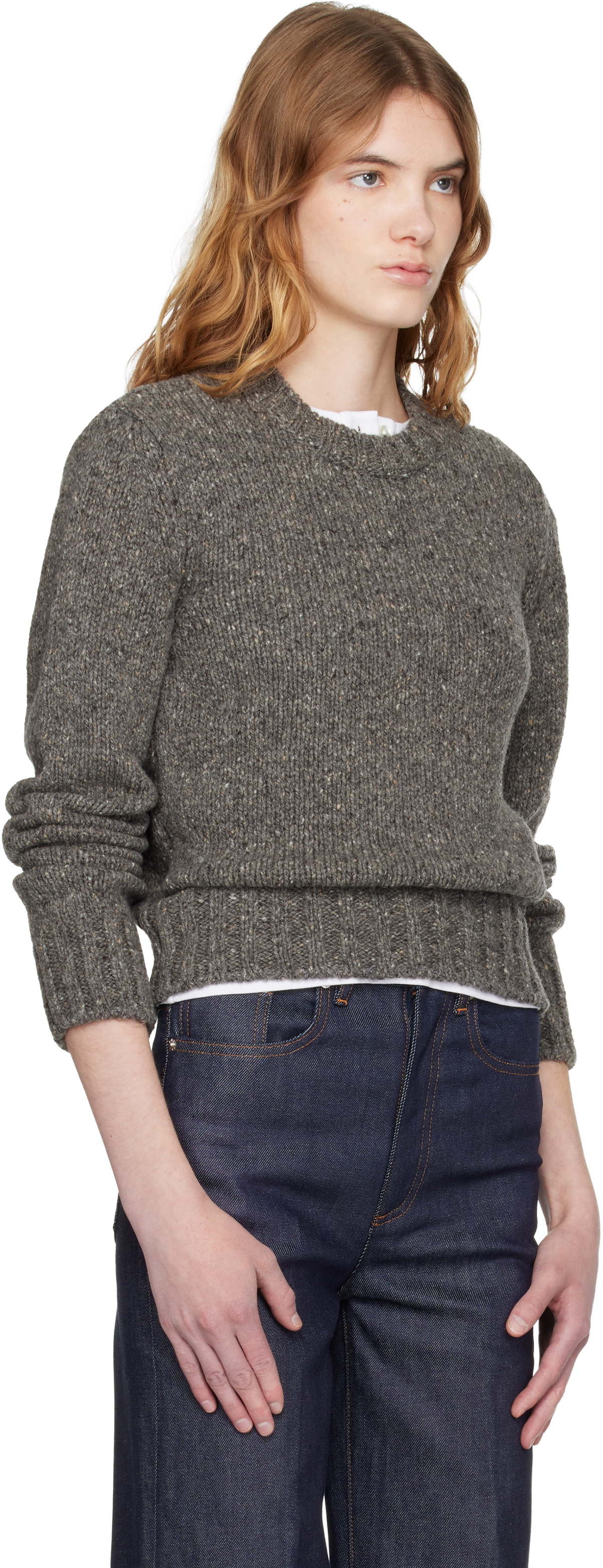 A.P.C. Gray Short Round Neck Sweater