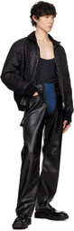 GmbH Black & Blue Lata Faux-Leather Denim Jeans