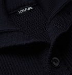 TOM FORD - Slim-Fit Ribbed Wool and Cashmere-Blend Cardigan - Black