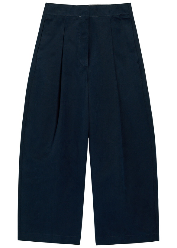 Photo: Studio Nicholson Peached Wide-leg Cotton-twill Trousers Navy