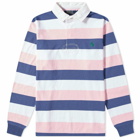Polo Ralph Lauren Men's Striped Rugby Shirt in Carmel Pink/Multi