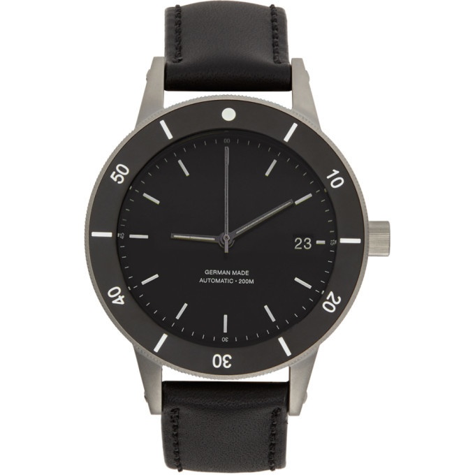 Photo: Instrmnt Black and Silver Leather Dive Watch