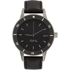 Instrmnt Black and Silver Leather Dive Watch